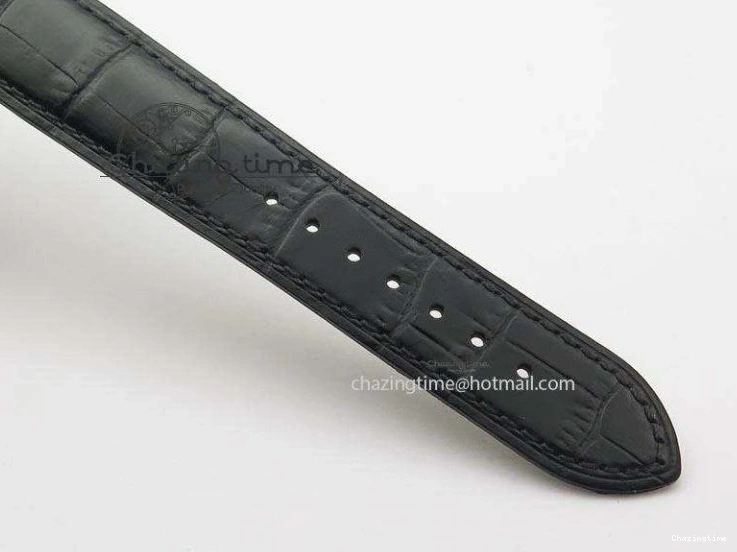 0103 De Ville MK 1:1 Best Edition SS Black Dial On Black Leather Asian Seagull T1701 (Sec@6) Unisex 8243